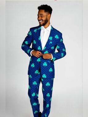 Shinesty The Boondock Saint Navy Shamrock St. Patrick's Day Suit Size 42 36x29